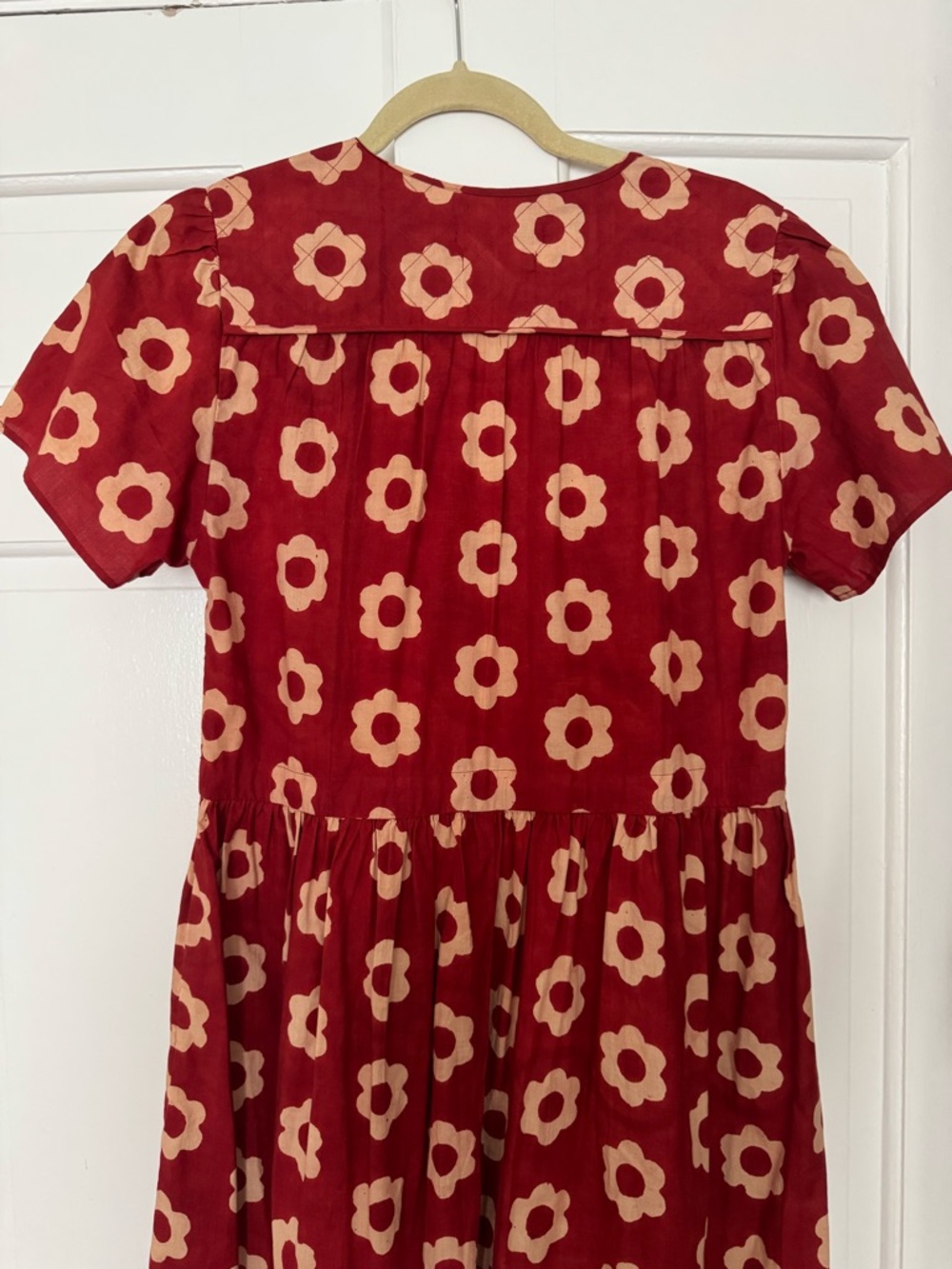 Christy Dawn Crimson Daisy Print Floral Wrap Dress - Picture 7 of 9